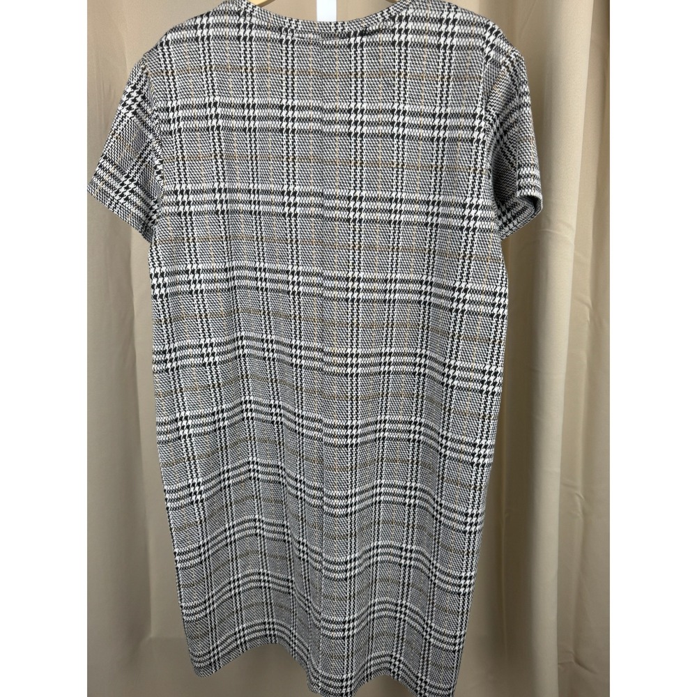 Zara Embroidered Plaid Shift‎ Dress – Floral Sequin Detail – Size L - Picture 4 of 5
